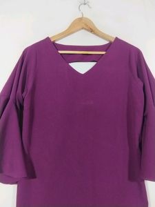 Purple Casual Plain Top (Women)