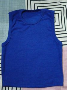 Blue Ribbed Cropped Tank Top