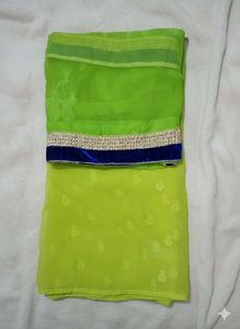 Elegant Lime Green With White Phalu Saree