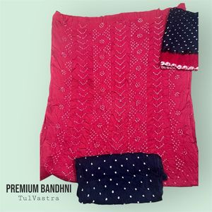 Premium 2-Colour Tie Dye Bandhni Dress Materials