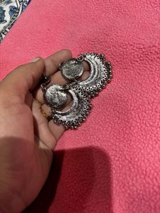 Oxidised Material Drop Earring