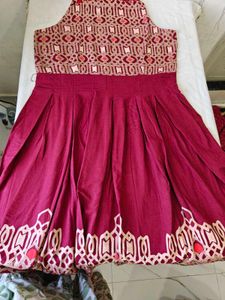 Elegant Maroon Embroidered Maxi Dress