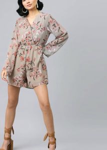 SASSAFRAS Beige Floral Playsuit