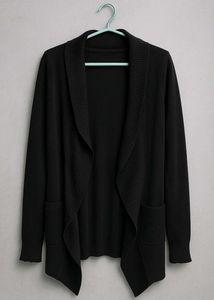 sweater Black Open-Front Cardigan