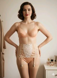 Vintage Style Nude Lace Garter Belt
