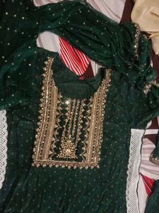 Green Embroidered Kurta Set