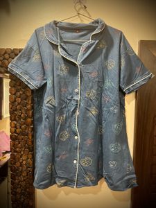 Blue Food Print Co-ord Nightwear Set – XL Size