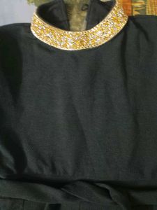 Beautiful Black Onepiece With Neck Work