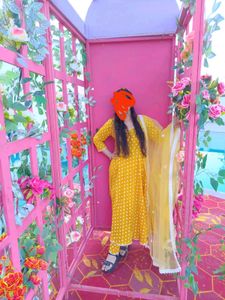 Yellow Polka Dot Kurta Set
