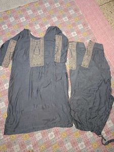 Zari Work Grey Kurta Plazo