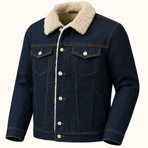 Denim Jacket with Shearling Collar