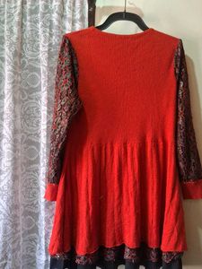 red Knit winter dress for girls