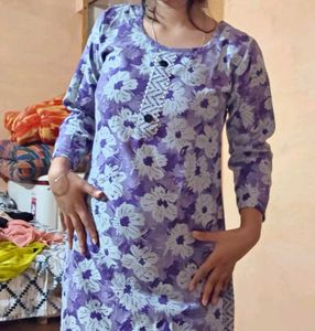 Floral Print Purple Kurta with pajama