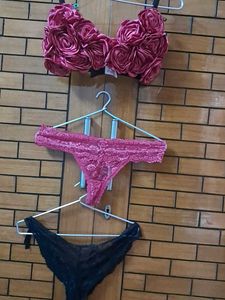 Three Premium Imported  Bratel Top N Panty