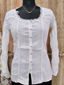 White Button-Down Top