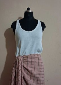 Blush Plaid Sarong Style Skirt