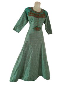 Elegant Green Dress with intricate embroidery