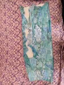 Abstract Printed Ruffle Trim Slit Coord