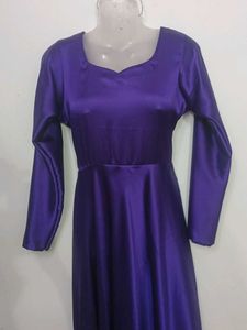 Pruple Satin Gown With Pant