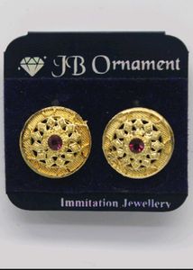 Gold Tone Round Earrings [ER467]