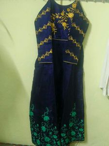 Elegant Blue Embroidered Dress