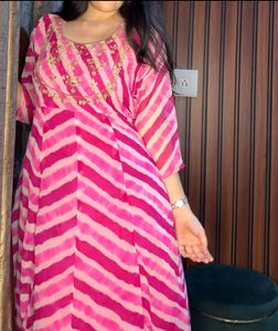party wear Pink lehariya Ethnic Gown