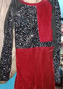 Party Wear Red Black Long Top