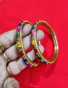 Colorful Beaded Bangles - Set of 2, 🆕✨