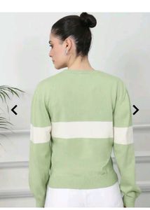 Green &amp; White Striped Sweater completely new with