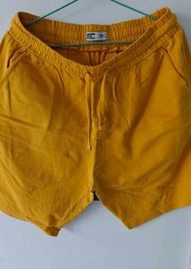 Mustard Cotton Shorts