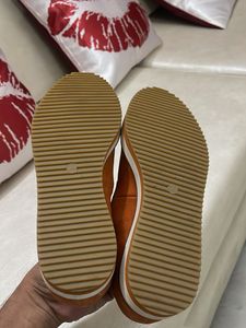 Orange Suede Loafers - Size 4