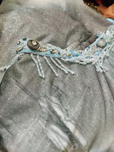 Sparkling light blue + grey lehenga