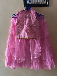 Pink Girls Lehenga Choli Set