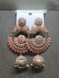 Pink Jhumka Earrings