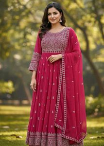 Elegant Pink Embroidered Anarkali Suit