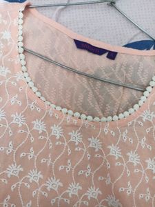 Shrishti Peach Chikan Work Kurta
