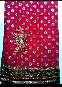 Pink Embellished Saree