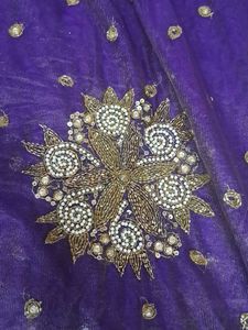 Elegant Purple Net saree