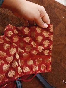 Red &amp; Gold Brocade Blouse