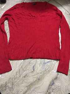 Red Long Sleeve Knit Top