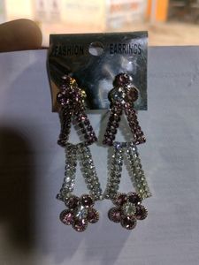 Marry Pink  And White Stone  In Jarkin Nags Earrin