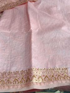 Peach Embroidered Saree