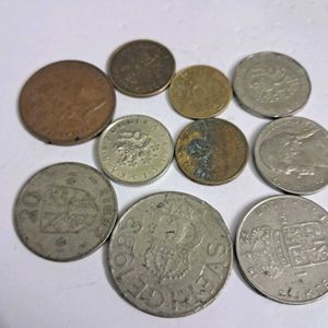 10 Vintage Foreign Coins