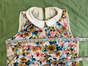 Cute Floral Sleeveless Top Bust 34