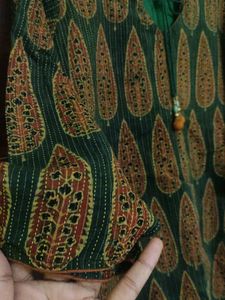 Handblocked Ajrakh Kantha Kurta