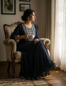 Navy blue sequin anarkali 💕