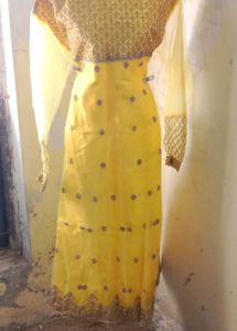 Elegant Yellow Embroidered Ethnic Gown