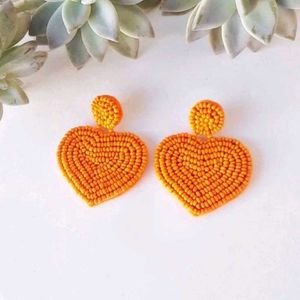 Heart Beaded Earrings💚