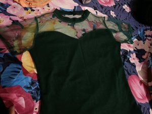 Dark Green Sheer Detail Top