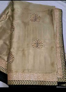Black Fancy Saree Golden Palla